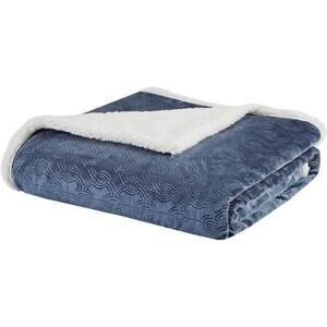 Madison Park Elma Luxury Oversized Textured Plush Throw Blue 60x70"